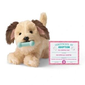 American Girl Doll Wheaten Terrier Puppy with collar, leash and toy bone NWT